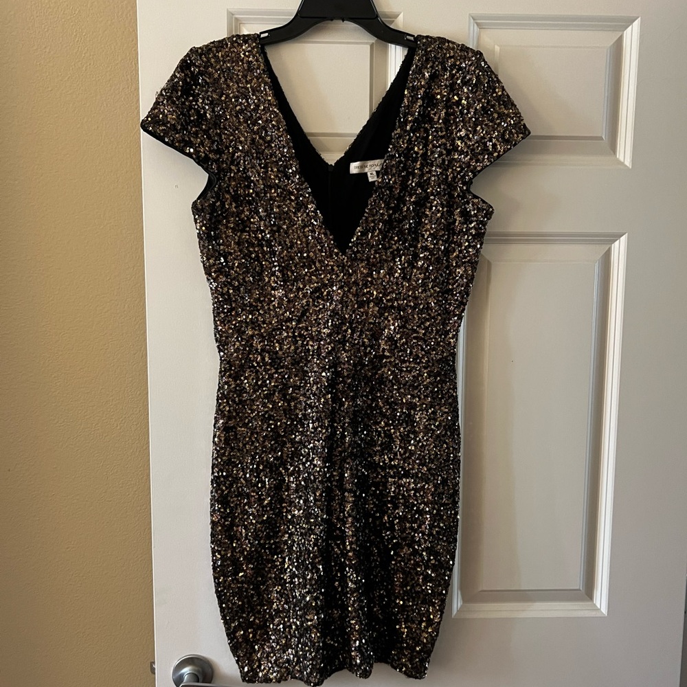 Gold Sequin Bandage Dress